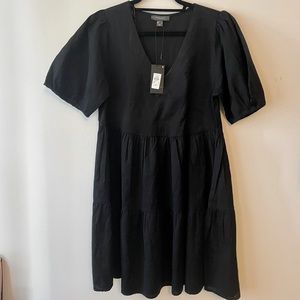 Black, tier dress with puff sleeves | Primark | size 4 |